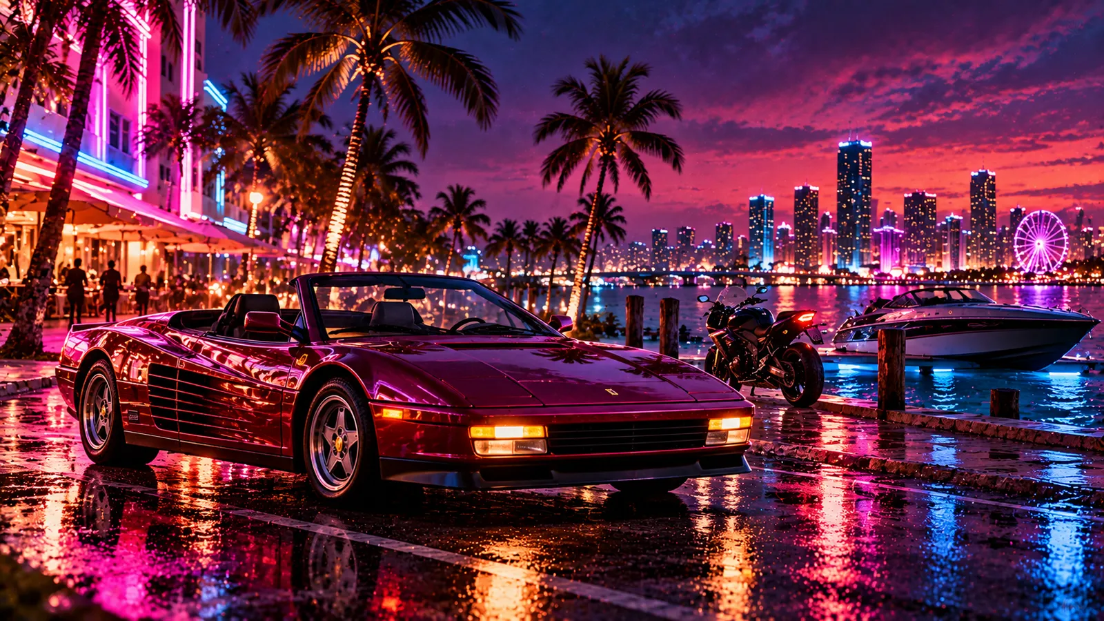 GTA 6 vehicles: neon sports car illustration
